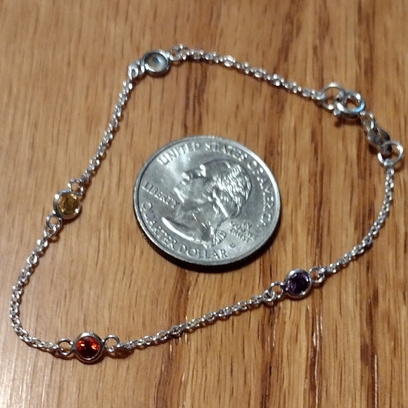 Sterling 4 gem bracelet - Picture 3 of 16